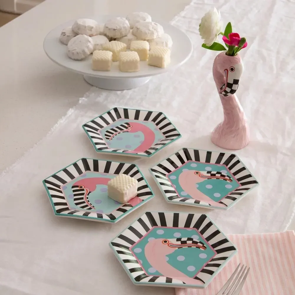New MacKenzie-Childs Patience Brewster Flamingo Ceramic Bud Vase Chic Homeware